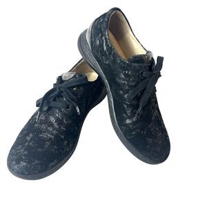 Fidelio Hallux Shoe Women UK 6.5 US 9 Casual Oxford Lace Up Black Embossed Suede